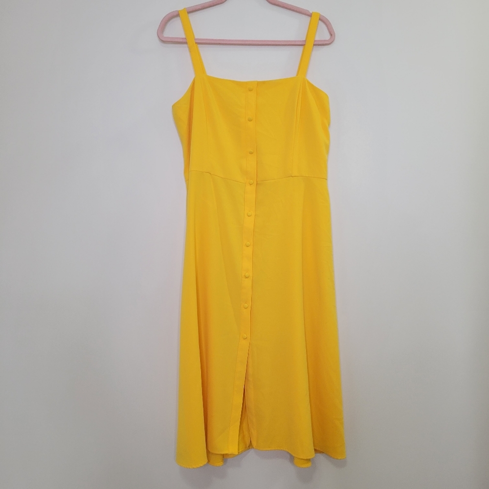 Gianni Bini XL yellow button front midi dress